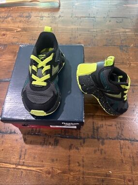 Reebok Kids Black and Neon Green